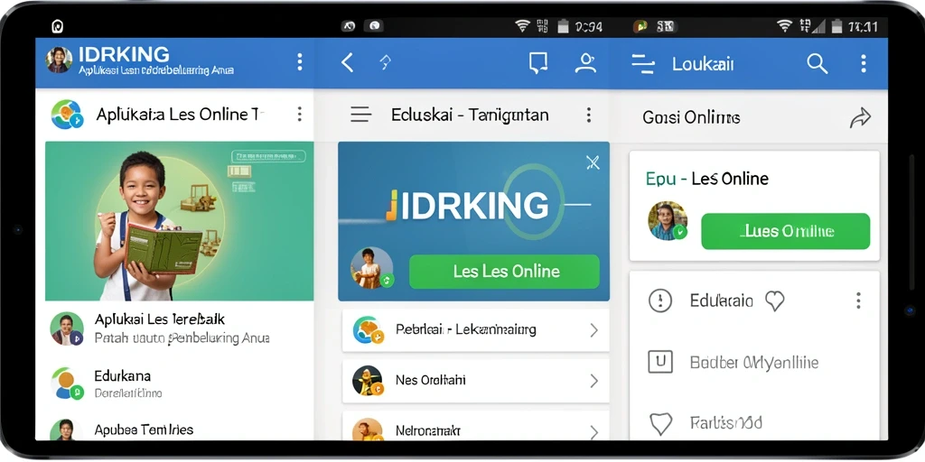 Tampilan antarmuka aplikasi IDRKING yang user-friendly untuk Les Online.