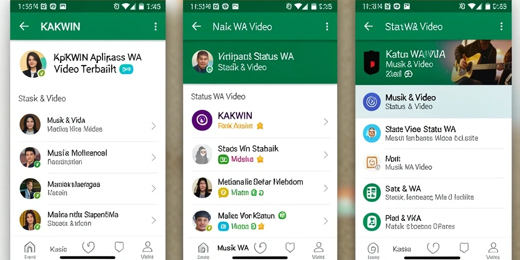 Tampilan antarmuka KAKWIN yang menarik dan sederhana untuk penggunaan Status WA Video.