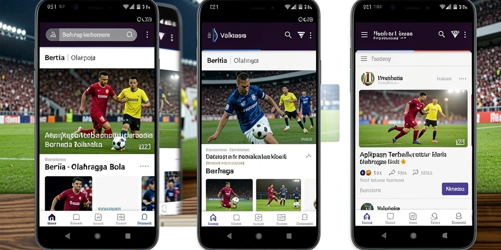 Antarmuka aplikasi V21 menampilkan informasi olahraga bola yang terupdate.