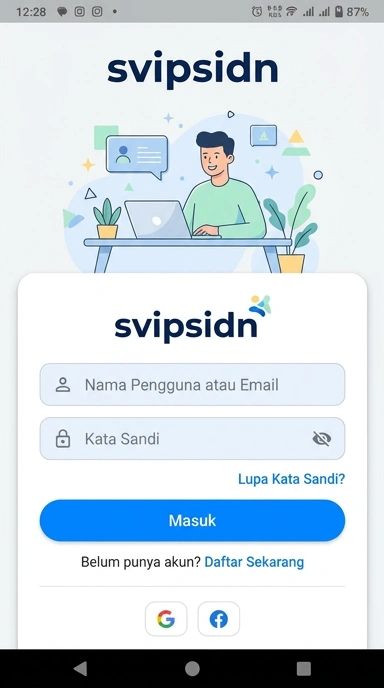Tampilan halaman login svipsidn